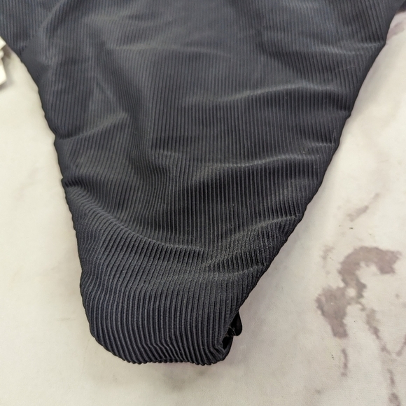 Good American Swim Bottom Women Black Rib Mid Rise Better Bikini Cheeky - Picture 10 of 13